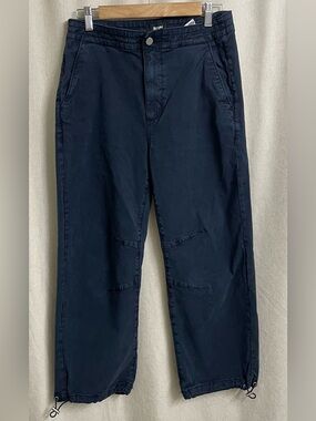 PAIGE Navy Lyocell Utility Cargo Pants Drawstring Hem Size 28
